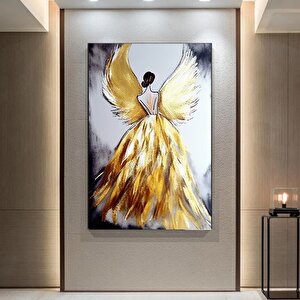 Soyut Sanat Baskısı; Altın Boyama; Modern Lüks; Melek Kanatlı Kadın Sanatı Posteri