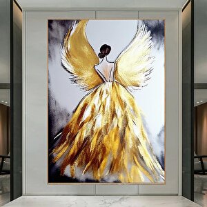Soyut Sanat Baskısı; Altın Boyama; Modern Lüks; Melek Kanatlı Kadın Sanatı Posteri