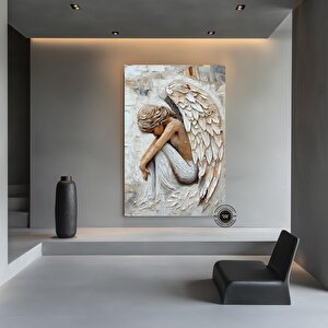 Melek Kanatlı Küçük Figür Soyut Tablo, Barışçıl Melek Sanatı, Kutsal Koruyucu Melek Duvar Dekoru