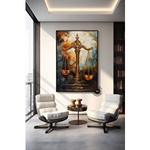 Adalet Terazileri Kanvas Sanatı; Avukat Ofis Dekoru; Hediye 120x180 cm