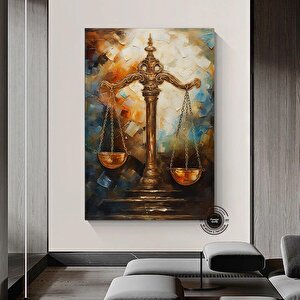 Adalet Terazileri Kanvas Sanatı; Avukat Ofis Dekoru; Hediye 80x160 cm