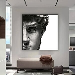 Apollon Dekor Posteri; İskandinav Siyah Beyaz Duvar Resmi; Modern Retro; Antik Roma Sütunu Figür Pos 100x100 cm