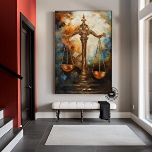 Adalet Terazileri Kanvas Sanatı; Avukat Ofis Dekoru; Hediye 60x90 cm