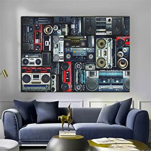 Retro Ses Kaseti Tuval Baskısı, Kaset Duvar Sanatı 140x200 cm