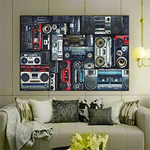 Retro Ses Kaseti Tuval Baskısı, Kaset Duvar Sanatı 140x200 cm