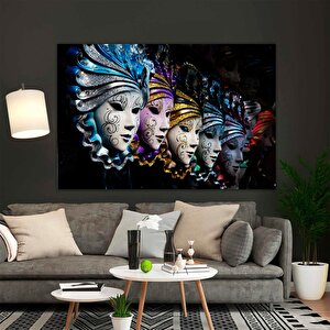 Renkli Maske Duvar Sanatı; Maskeli Baloya Özel 80x120 cm