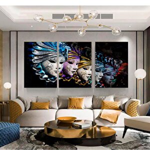 Renkli Maske Duvar Sanatı; Maskeli Baloya Özel 80x120 cm