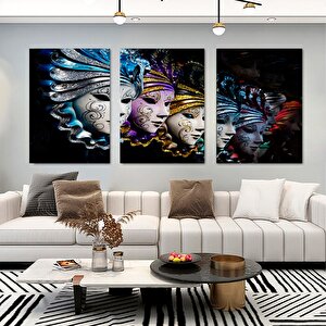 Renkli Maske Duvar Sanatı; Maskeli Baloya Özel 80x120 cm