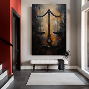 Adalet Terazisi Kanvas Sanatı; Avukat Ofis Duvar Dekoru; Baskılı Sanat; Avukat Hediyesi; Adalet Deng 70x150 cm