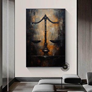Adalet Terazisi Kanvas Sanatı; Avukat Ofis Duvar Dekoru; Baskılı Sanat; Avukat Hediyesi; Adalet Deng 150x290 cm