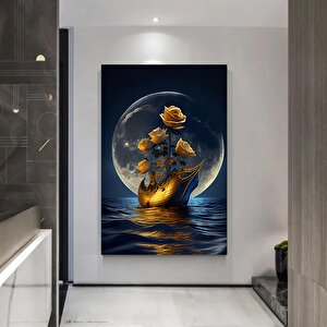 Dolunay Deniz Manzarası Kanvas; Akşam 30x40 cm