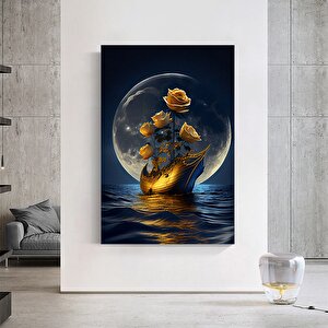 Dolunay Deniz Manzarası Kanvas; Akşam