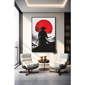 Samuray Sanatı; Japon Savaşçı Kanvas; Katana Duvar Dekoru 70x150 cm