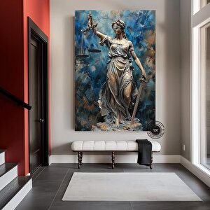 Adalet Terazisi Kanvası, Avukat Ofisi Duvar Dekoru, Avukatlar İçin Hediye Tablosu 80x150 cm