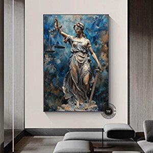 Adalet Terazisi Kanvası, Avukat Ofisi Duvar Dekoru, Avukatlar İçin Hediye Tablosu 80x160 cm