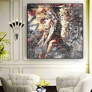 Kızılderili Kızı Kanvas; Soyut Yerli Kadın Tablosu