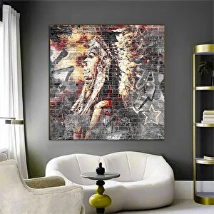 Kızılderili Kızı Kanvas; Soyut Yerli Kadın Tablosu 30x30 cm