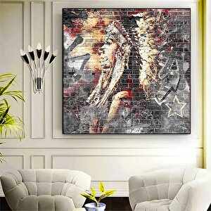 Kızılderili Kızı Kanvas; Soyut Yerli Kadın Tablosu