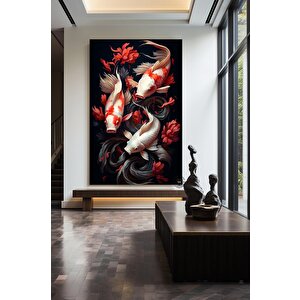 Koi Balığı Kanvas Duvar Sanatı; Japon Koi Kanvas; Asmaya Hazır