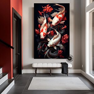 Koi Balığı Kanvas Duvar Sanatı; Japon Koi Kanvas; Asmaya Hazır 30x40 cm