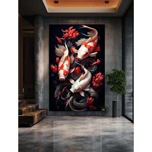 Koi Balığı Kanvas Duvar Sanatı; Japon Koi Kanvas; Asmaya Hazır