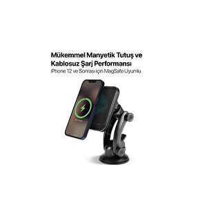 Aircharger Drive M Magsafe Uyumlu Kablosuz Şarj Özellikli Mıknatıslı Araç İçi Telefon Tutucu