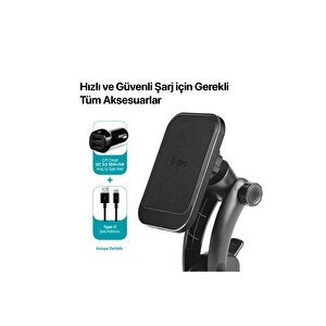 Aircharger Drive M Magsafe Uyumlu Kablosuz Şarj Özellikli Mıknatıslı Araç İçi Telefon Tutucu