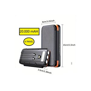 Güneş Enerjili 20000 Mah Powerbank Solar 4 Panel Su Geçirmez Hızlı Pd 20w Hızlı Şarj
