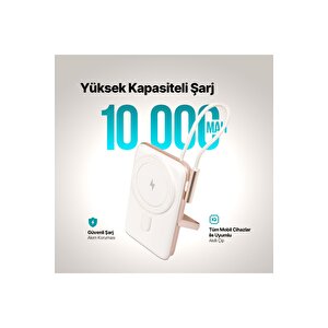 Recharger Pro M Lcd 10.000mah Magsafe Uyumlu Pd 20w Usb-c Dahili Kablolu Stantlı Hızlı Şarj Aleti