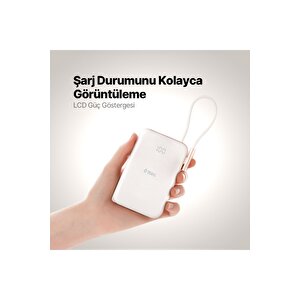 Recharger Pro M Lcd 10.000mah Magsafe Uyumlu Pd 20w Usb-c Dahili Kablolu Stantlı Hızlı Şarj Aleti