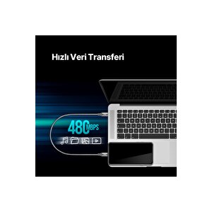 Alumicable Usb-c - Usb-c 30cm 65w Pd/qc Hızlı Şarj/data Kablosu Uzay Grisi