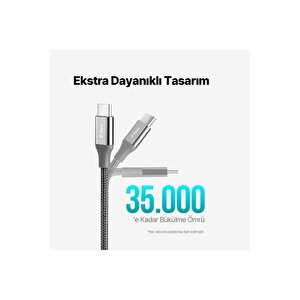 Alumicable Usb-c - Usb-c 30cm 65w Pd/qc Hızlı Şarj/data Kablosu Uzay Grisi