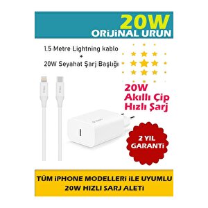 Orijinal Iphone 20w (14, 13, 12, 11, X, 8, 7) Uyumlu Güç Adaptörü 1.5m Kablo Hediye