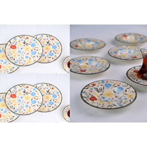 Tabak Evi Porselen Fiori 6 Kişilik Pasta Takımı 20cm Ve Çay Tabak Takımı 12cm