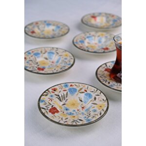 Tabak Evi Porselen Fiori 6 Kişilik Pasta Takımı 20cm Ve Çay Tabak Takımı 12cm