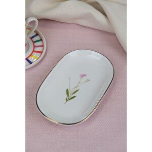 Tabak Evi Porselen Natura Çuha Altın Yaldızlı Oval Kayık Tabak 22,50x14,50x2,50cm Tekli