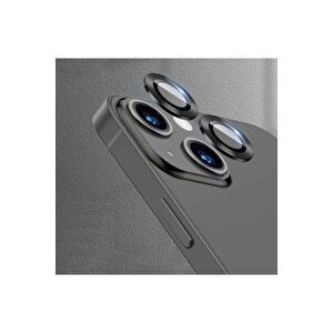 Iphone 13 Uyumlu Kamera Koruyucu Lens Mercek Metal Çerçeveli 2'li Set Siyah Black