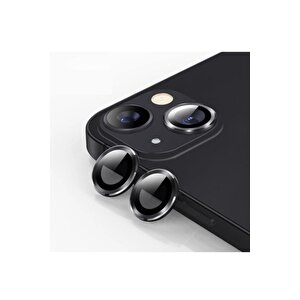 Iphone 13 Uyumlu Kamera Koruyucu Lens Mercek Metal Çerçeveli 2'li Set Siyah Black