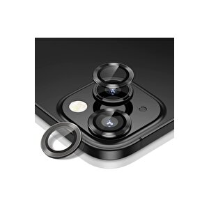 Iphone 13 Uyumlu Kamera Koruyucu Lens Mercek Metal Çerçeveli 2'li Set Siyah Black