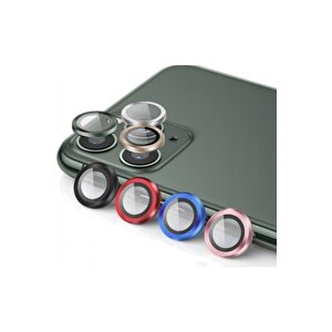 Iphone 12 Pro Kamera Koruyucu Lens Mercek Metal Çerçeveli 3lü Set Mavi Blue Uyumlu