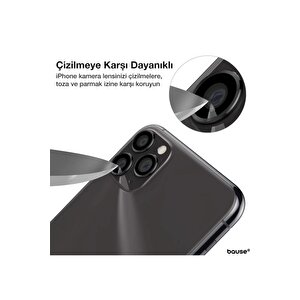 Iphone 12 Pro Max Kamera Koruyucu Lens Mercek Metal Çerçeveli 3lü Set Siyah Black