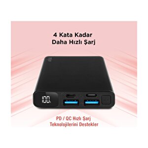 Mojue 10.000 Mah Powerbank Pb05 Pd 20w Lcd Ekranlı Taşınabilir Şarj Aleti / Siyah ( By Ttec )