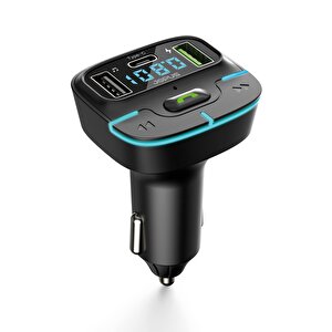 F9 Araç Fm Transmitter 5.3 Bluetooth Araç Kiti Usb Type-c Hızlı Şarj Kart Çakmaklık Girişli
