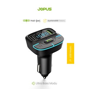 F9 Araç Fm Transmitter 5.3 Bluetooth Araç Kiti Usb Type-c Hızlı Şarj Kart Çakmaklık Girişli