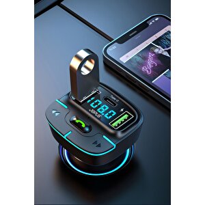 F9 Araç Fm Transmitter 5.3 Bluetooth Araç Kiti Usb Type-c Hızlı Şarj Kart Çakmaklık Girişli