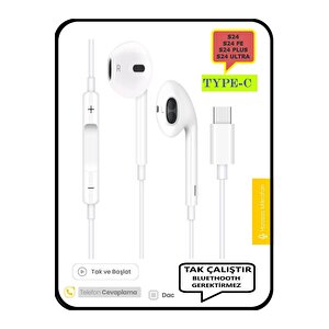 Samsung Galaxy S24 Ultra S24 S24 Fe S24 Plus Kulaklık Type C Kablolu Kulaklık Tak Çalıştır