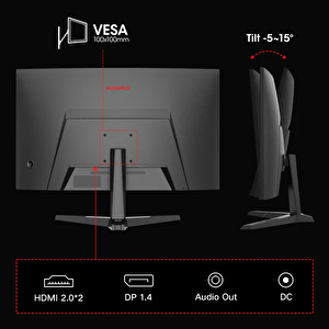 Koorui 1ms 180hz 27" 2560x1440 Qhd Curved Gaming Monitör 27e6qca