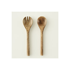 Wooden Mango Salata Servis Seti Kahverengi (28x7 Cm) Kahverengi