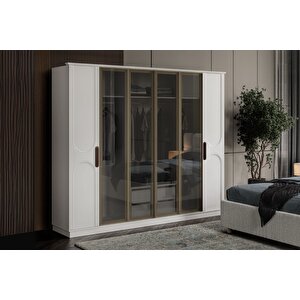 Rias White Reflekte Camlı Gardırop
