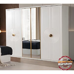 Morocco Tamamı Mdf Membran 6 Kapaklı Tamamı Mdf Gardırop Dolap - Kurulum Dahil